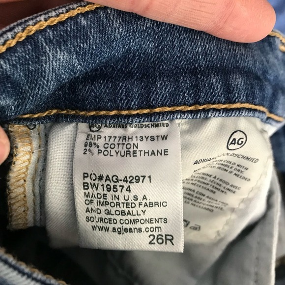 AG Adriano Goldschmied The Farrah Skinny Ankle Distressed Raw Hem Jeans Size 26R - Picture 8 of 11